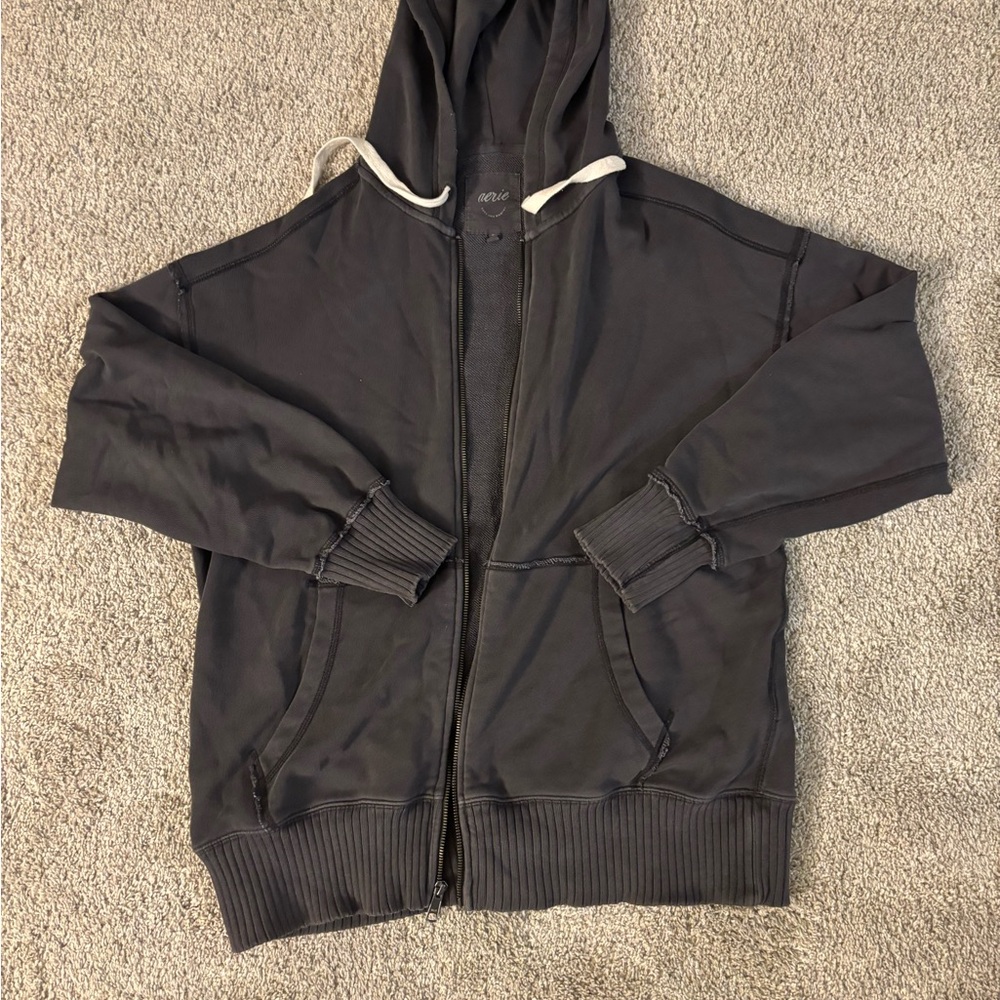 Aerie Black Zip-Up Hoodie